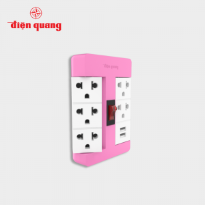 Ổ cắm Xoay 90° Điện Quang ESK RT 53GW 2USB (5 lỗ 3 chấu, 2USB, màu xanh lá trắng) (Sao chép)