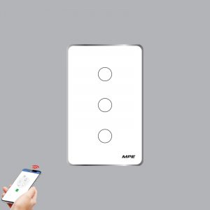 Mặt 3 công tắc màu trắng viền bạc MPE SWW3 SC