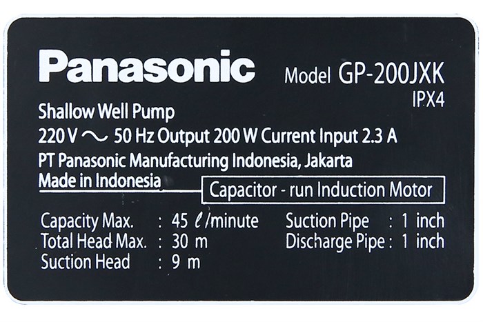 Máy bơm nước đẩy cao Panasonic GP-200JXK-SV5 200W 9 Máy bơm nước đẩy cao Panasonic GP-200JXK-SV5 200W - Ảnh 9